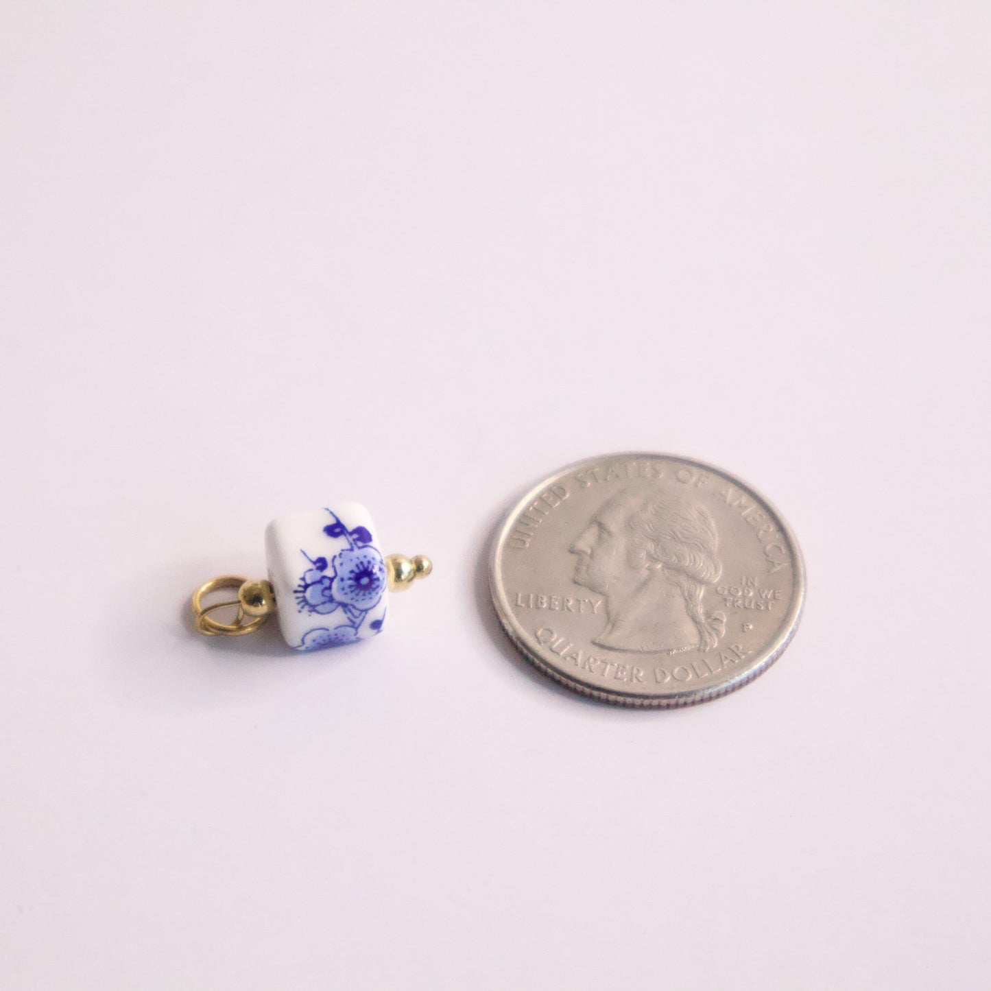 CERAMIC SQUARE FLOWER CHARM SIZE