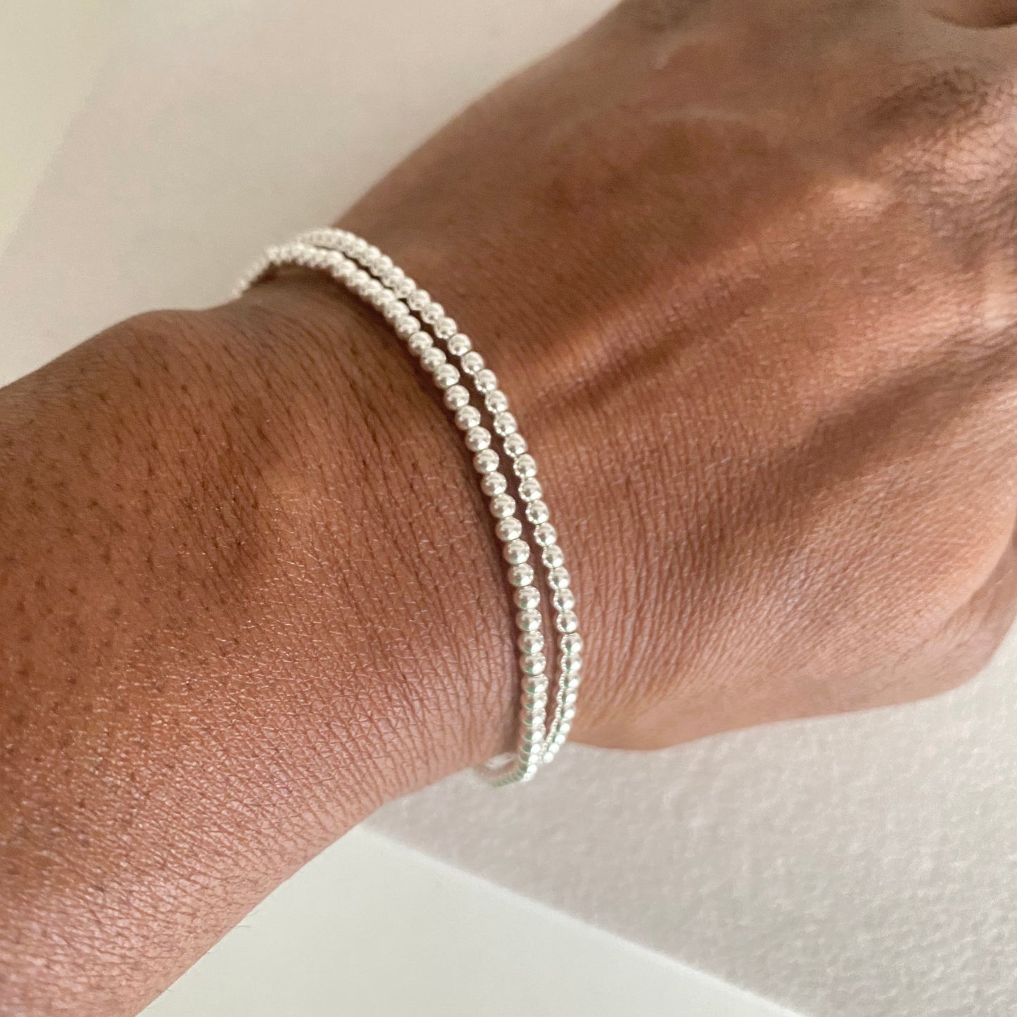 sterling silver beaded bracelet stack set