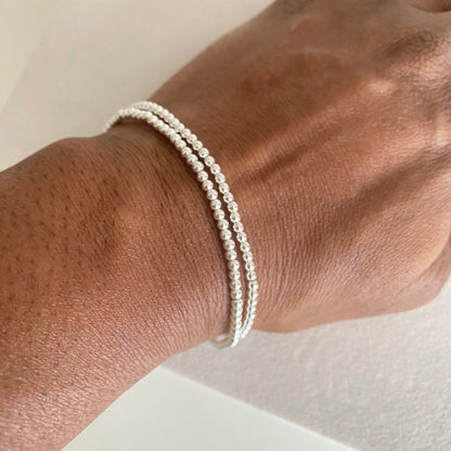 sterling silver beaded bracelet stack set