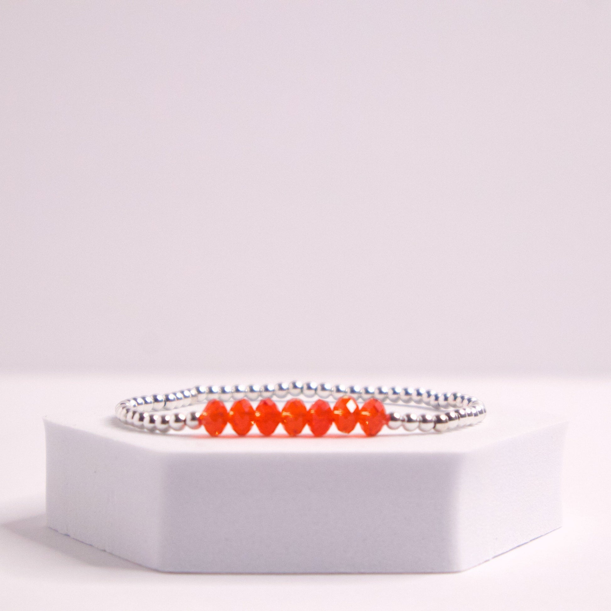 Sterling silver July ruby beaded bracelet