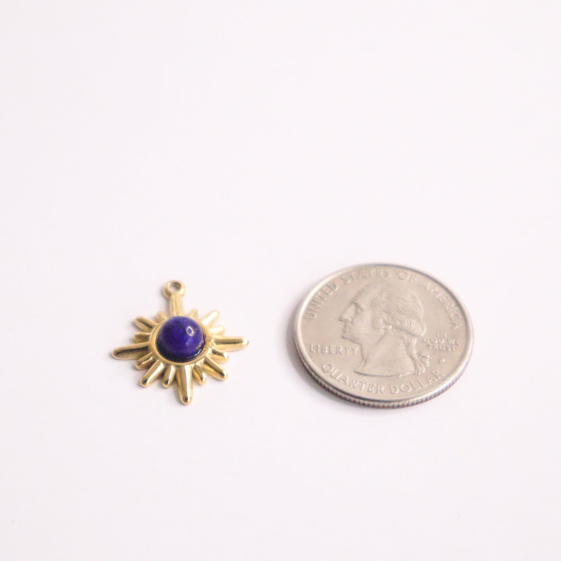Sapphire Gemstone Sun Charm SIZE
