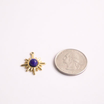 Sapphire Gemstone Sun Charm SIZE